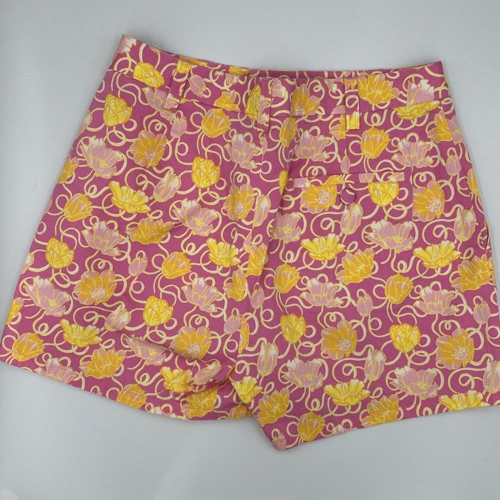 Tibi Pink‎ Yellow Floral Print Chino Shorts Feminine Cottage Summer Chic Sz 2 - Picture 4 of 6